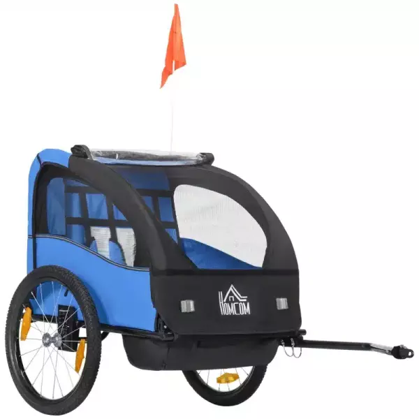 Remolque de Bicicleta para Niños +18 Meses con Cinturón de Seguridad Sistema de Amortiguador Azul/VERDE/ROJO 140x88x90 cm (LxANxAL) 40kg