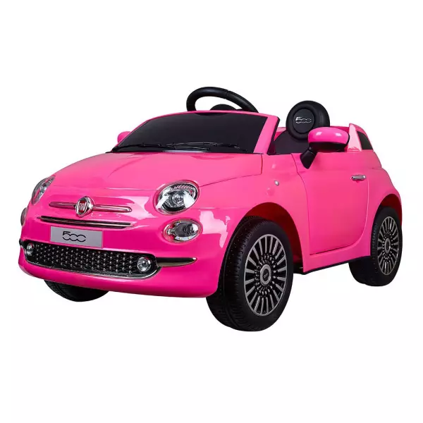 Coche eléctrico Fiat 500 rosa/blanco/red con radio control PT701