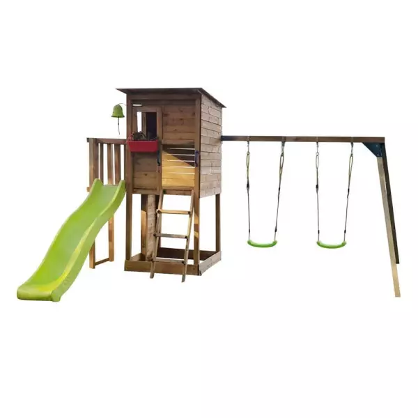 Parque infantil  Taga L con pared de escalada y columpio doble MA700365