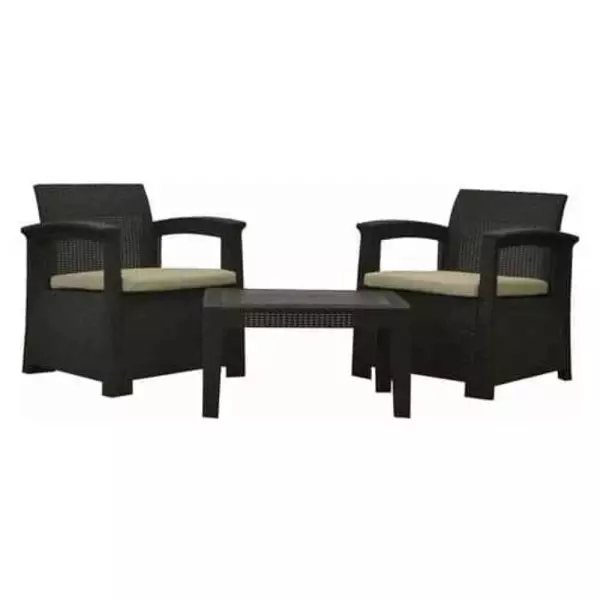 Conjunto de Jardín Chillvert Perugia Resina 2 Sofás + 1 Mesa Marrón KCH401