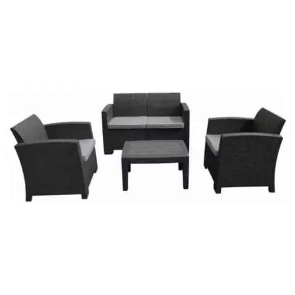 Conjunto de Jardín Chillvert Siena Resina 1 Sofá + 2 Sillones + 1 Mesa Gris Antracita KCH403