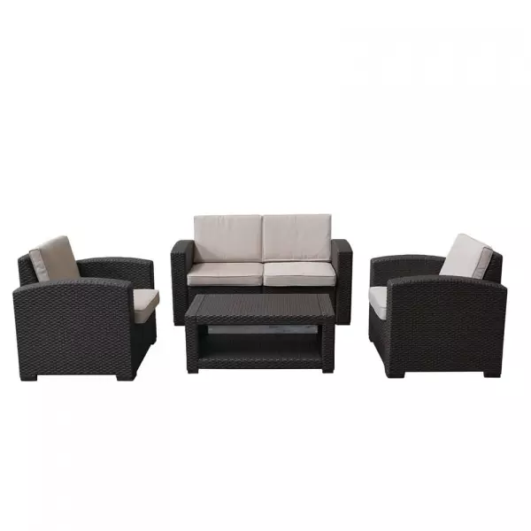 Conjunto de Jardín Chillvert Trento Resina 1 Sofá + 2 Sillones + 1 Mesa Marrón KCH405