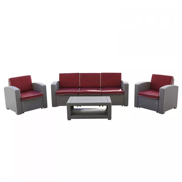 Conjunto De Jardín Chillvert Treviso Resina 1 Sofá + 2 Sillones + 1 Mesa Gris Claro KCH406