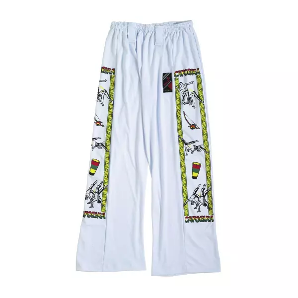 Pantalón Capoeira. Blanco-Franja.