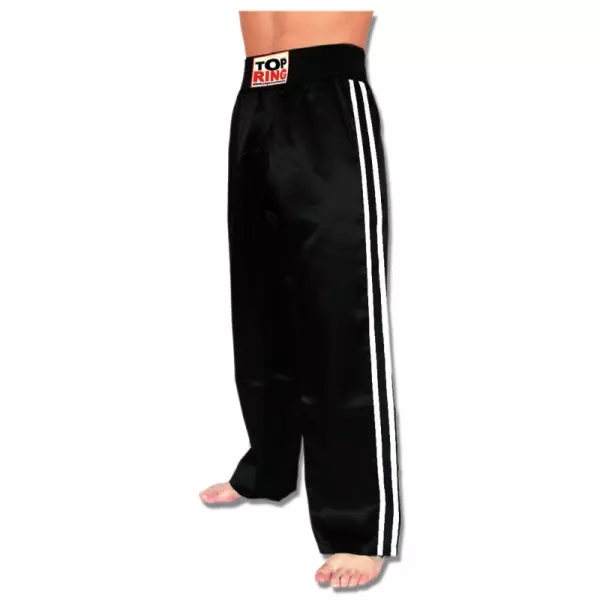 PANTALÓN FULL CONTACT Y KICK BOXING ALGODÓN NEGRO/BLANCO
