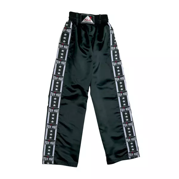 Pantalón Full. Satén Negro. 'Fuji-Stripes'#