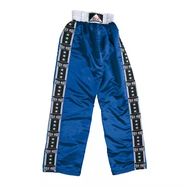 Pantalón Full. Satén Azul. 'Fuji-Stripes'.#