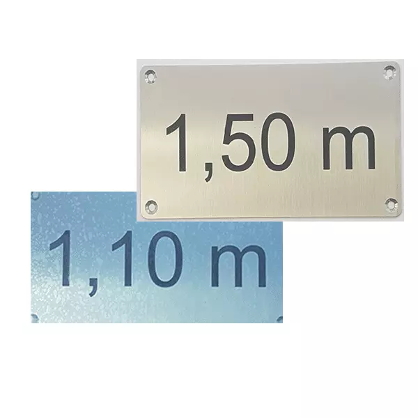 PLACA MARCACIÓN PROFUNDIDAD acero inoxidable piscinas