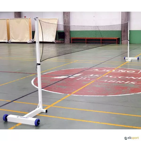 Juego de postes de bádminton reglamentarios con base