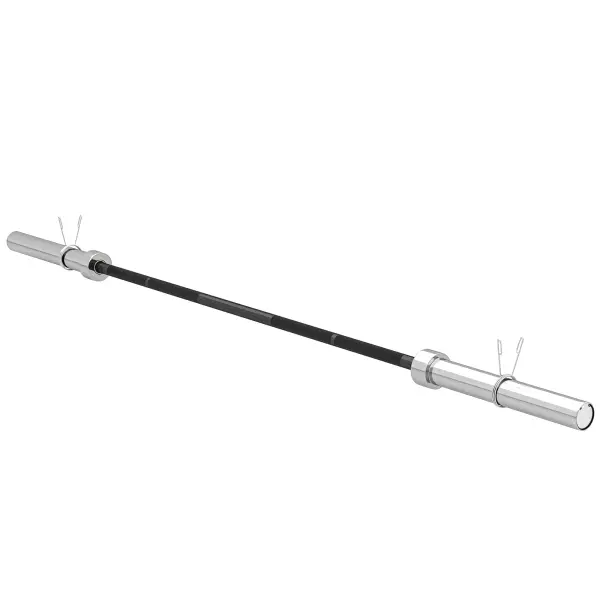 Barra de Pesas de Acero 180 cm Ø50 mm con 2 Presillas Carga 200 kg para los Discos de Ø5 cm Entrenamiento en Casa Negro