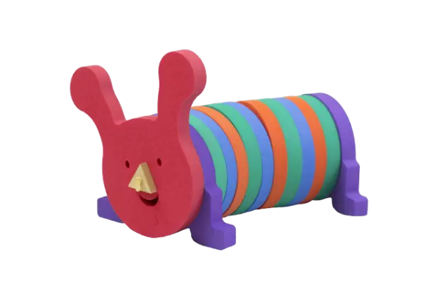 JUEGO GUSANO 1 CARA+10 BASES+2 PATAS+1 NARIZ+1 COLA. 40X28X30 CM. FLG-E.