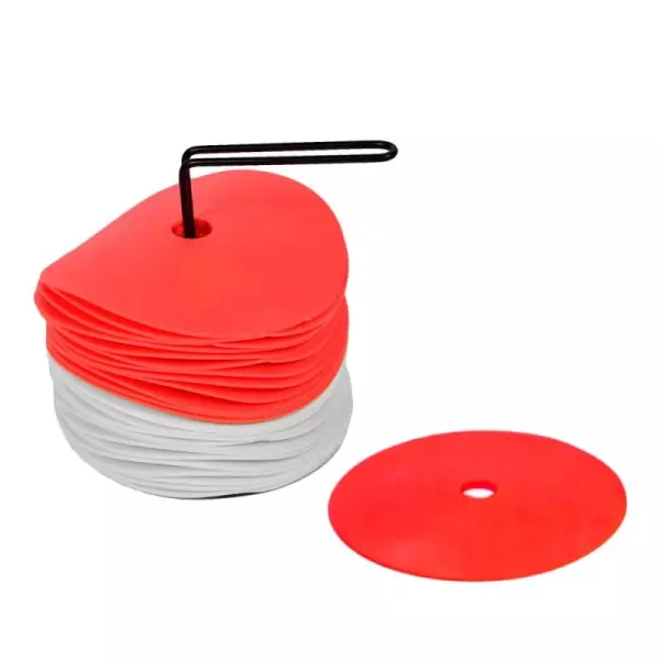Set 24 Discos Entrenamiento Zastor AG-24 Blanco/Rojo conos planos delimitacion 15 CM