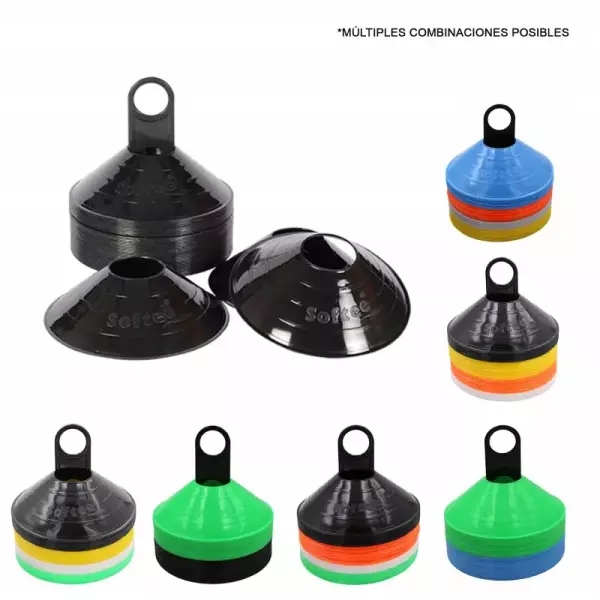 SET DE CONOS CHINOS SOFTEE - 48 UDES, NARANJA FLUOR/ROYAL
