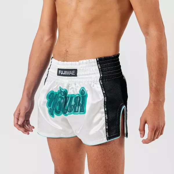 Shorts Thai ProWear. Blanco/Turquesa. M