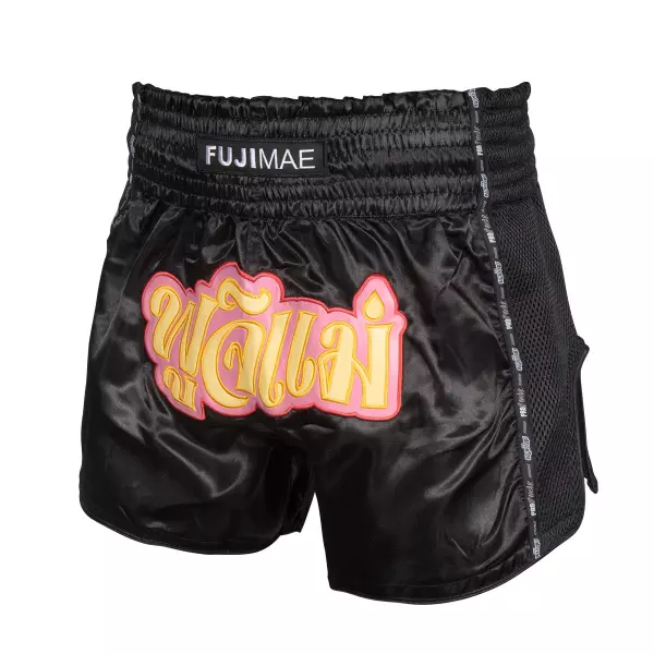 Shorts Thai ProWear. Negro/Rosa. M