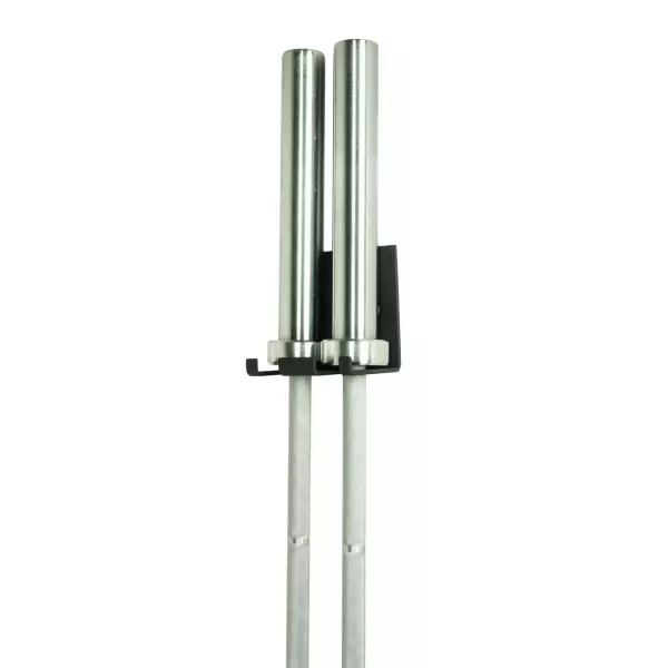 Soporte vertical de pared para dos barras olímpicas