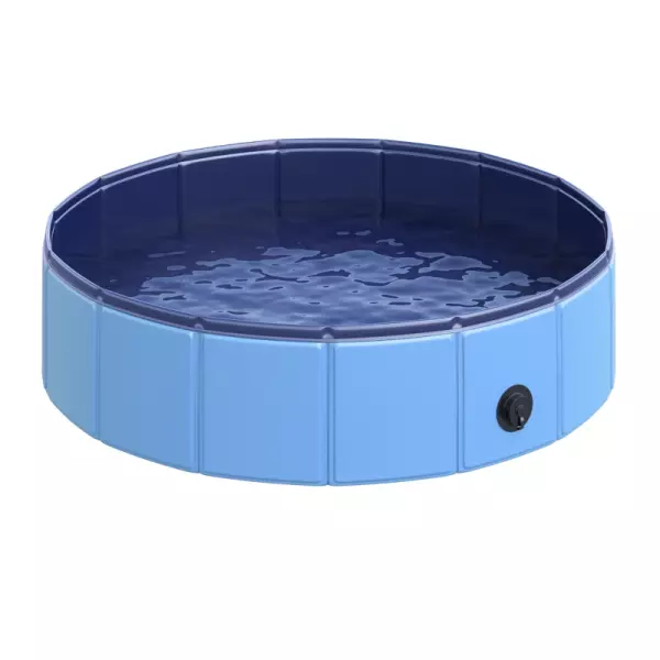 Piscina Plegable para Perros Gatos Bañera Portátil para Mascotas PVC Antideslizante Múltiples Usos para Interiores y Exteriores Ø80x20 cm Azul