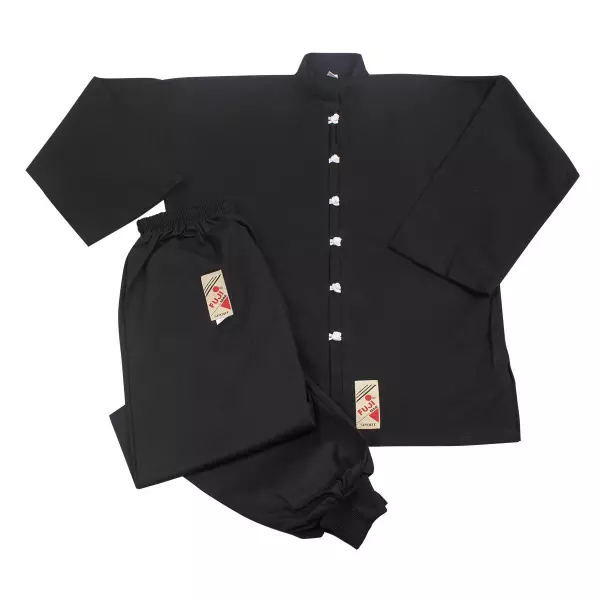 Uniforme Kung Fu. Negro-Ribete Blanco
