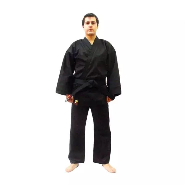 Traje karate negro de entrenamiento en algodón 100% de 12 onzas.HAPKIDO