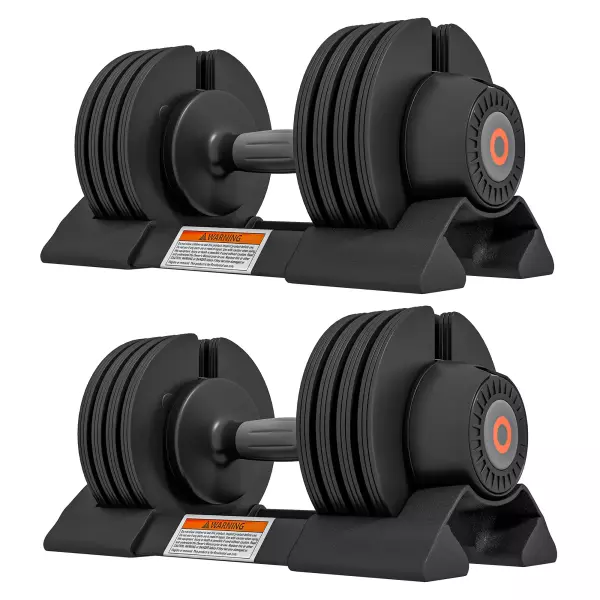 Kit de Pesas Ajustables con Porta Manubrios y Agarre Antideslizante, de Acero y ABS, 33x16x16 cm, Negro
