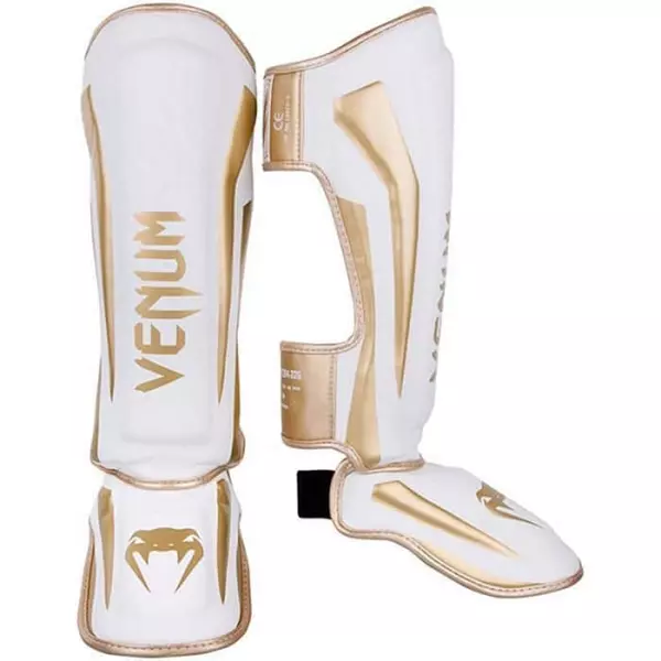 Venum Elite Standup Shinguards Blanco-Oro ESPINILLERA
