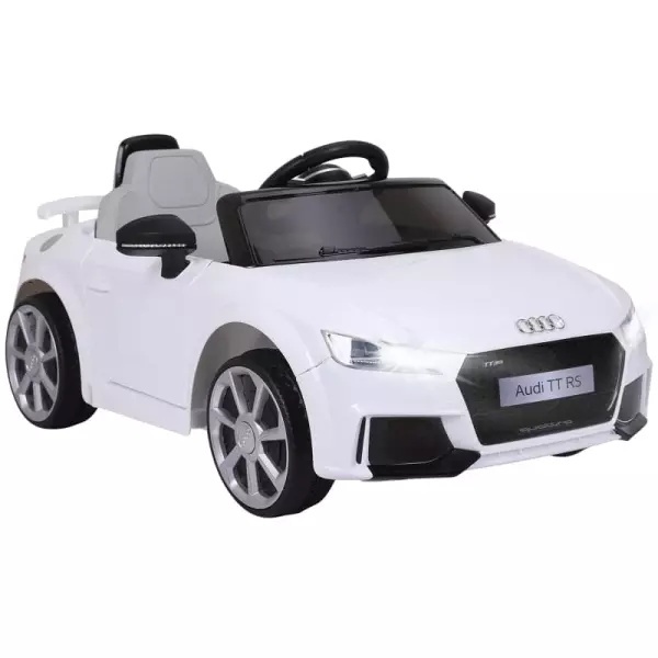 Audi TT Eléctrico Infantil Coche Juguete Niño 3 Años+ con Mando a Distancia con Música y Luces Batería 6V Doble Puerta Carga 30kg Color Blanco