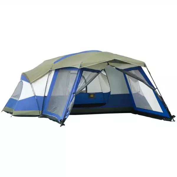Tienda de Campaña 6-8 Personas Tienda Familiar con Vestíbulo 2 Ventanas Tienda Tipo Cúpula Poliéster 3000mm 518x487x237 cm