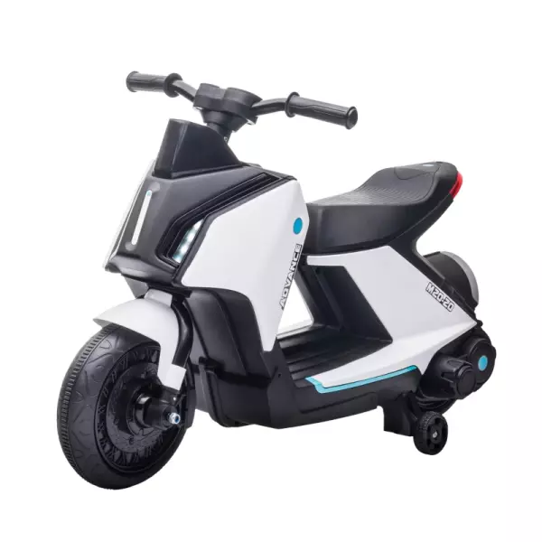 Moto Eléctrica Infantil Motocicleta de Batería 6V para Niños de 2-4 Años con Faros Música y 2 Ruedas de Equilibrio 80x39,5x51 cm Blanco
