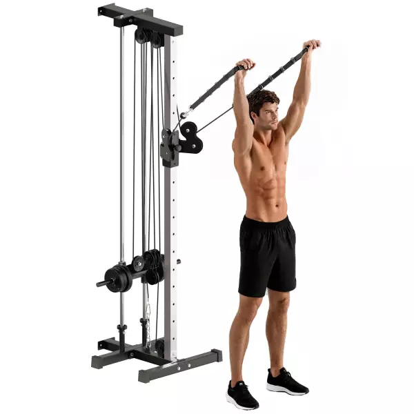Máquina Polea Alta y Baja de Pared de Doble Polea Ajustable en 15 Posiciones Multifunción Lat Pulldown para Gimnasio