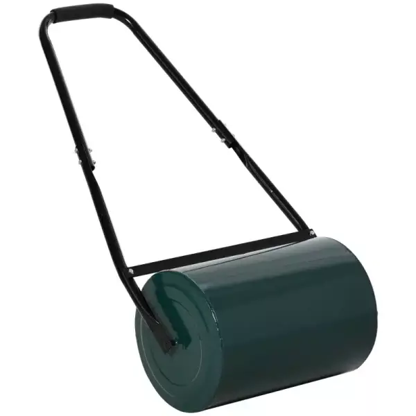 Rodillo para Césped de 30L Relleno de Arena o Agua con Mango en U para Jardín Granja Verde Oscuro