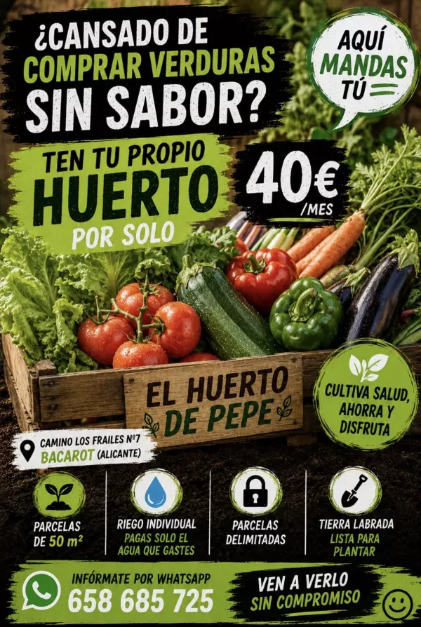 Alquiler parcelas para huerto
