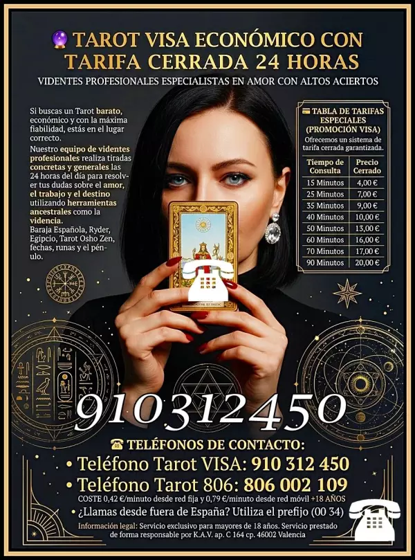 Videncia Pura y Tarot: Llama al 910 312 450 (Visa Segura) 80