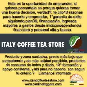 Abre tu bar y zona distribución exclusiva de Italia