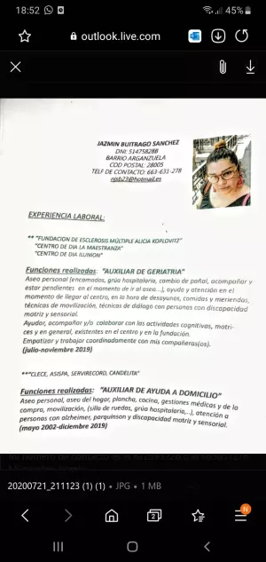 Se ofrece gerontóloga para el cuidado de mayores o persona n