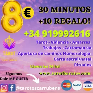 Tarotistas confiiables 30 minutos+10 minutos de regalo