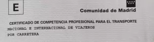 Título de Competencia Profesional para empresas de transport