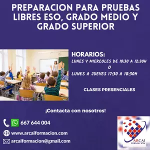 PREPARACION PRUEBAS LIBRES ESO, GRADO MEDIO Y SUPERIOR