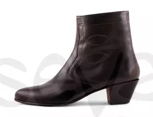 BOTAS DE MEDIA CAÑA CON CREMALLERA TACÓN CUBANO HOMBRE PIEL