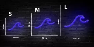 Neón con forma de ola