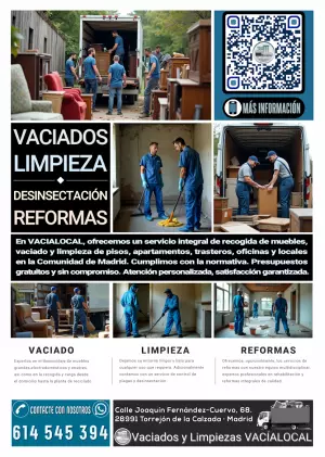 Recogida de muebles, vaciado y limpieza de pisos y locales