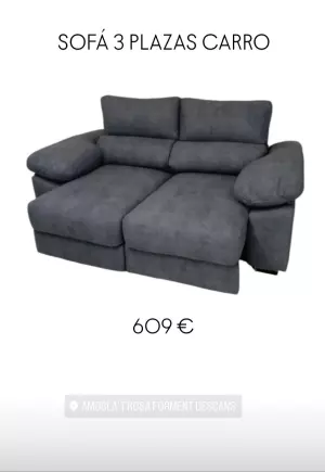 Nuevo sofa 3 plazas carro gris