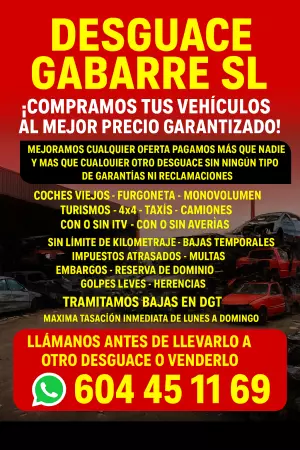 Desguace gabarre SL compramos tús vehículos