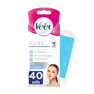 Bandas Depilatorias Faciales Veet Piel Sensible 40 Unidades con Cera