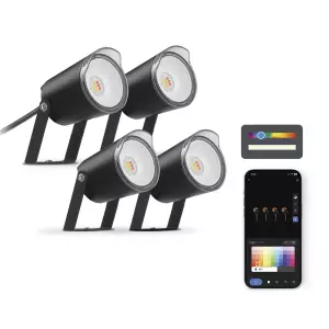 Foco LED KSIX SmartLED Negro 3000K IP65 | Pack de 4 Unidades con 18W