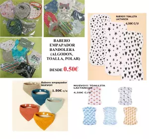BABERO EMPAPADOR TOALLA TACTANCIA ETC... desde 0.50€