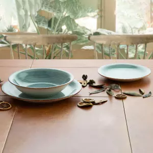 Plato Llano Quid Vita Aqua Turquesa Ø 27 cm | Cerámica Pintada a Mano |