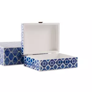 Caja-Joyero DKD Home Decor Azul Marino de Madera con Diseño Mediterráneo