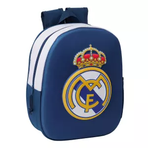 Mochila Infantil Real Madrid C.F. 3D Negra 27x33x10 cm con Hombreras