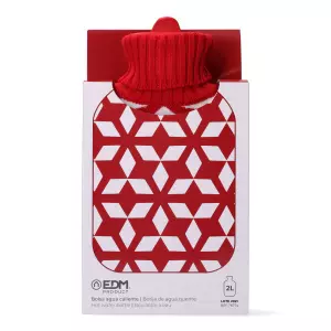 Bolsa de Agua Caliente EDM 76774 Rojo/Blanco de Lana 2L – Confort Térmic