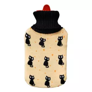 Bolsa de Agua Caliente EDM Beige con Diseño de Gatos – Lana Suave 2 L